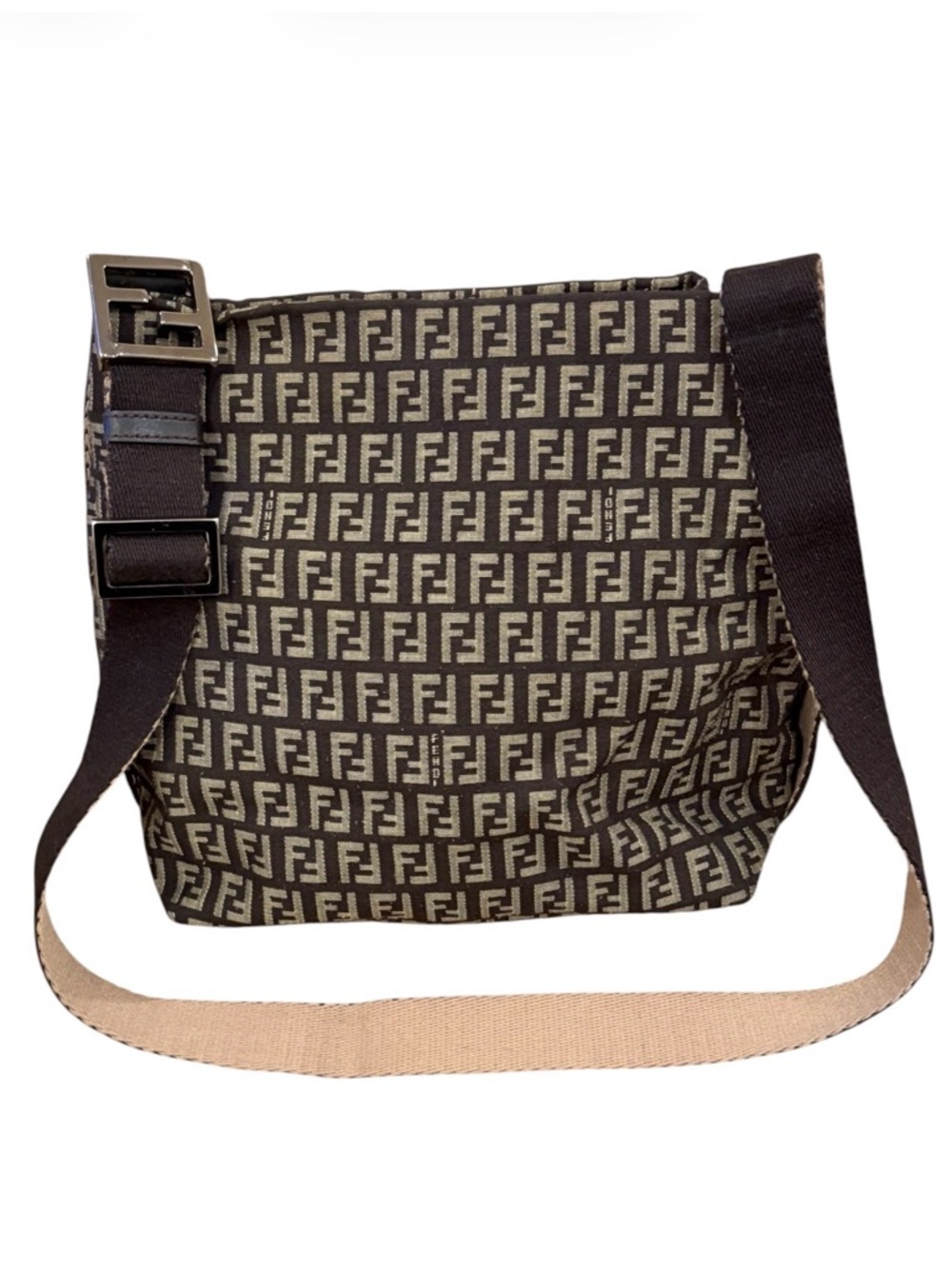 Fendi Brown Monogram Messenger Bag Unisex Crossbody